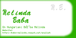 melinda baba business card